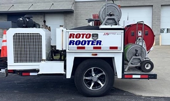 Trailer containing Roto-Rooter jetting equipment
