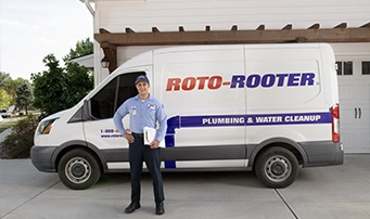 A Roto-Rooter emergency plumber in Minneapolis getting ready for a job in the Metro Area.