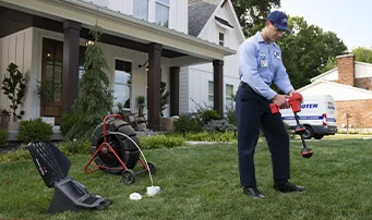 Technician conducting camera inspection using high quality equipment