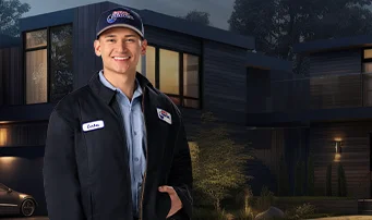 24/7 Roto-Rooter technician working night shift for emergency plumbing